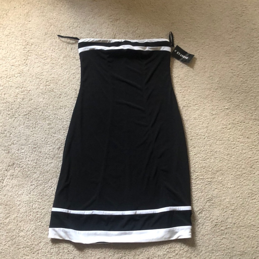Strapless black and white dress